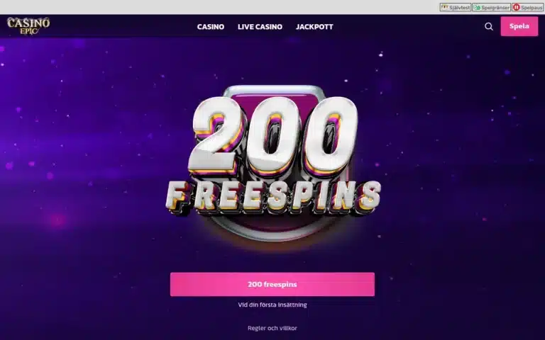 Casino Epics svenska startsida den 6 september 2026
