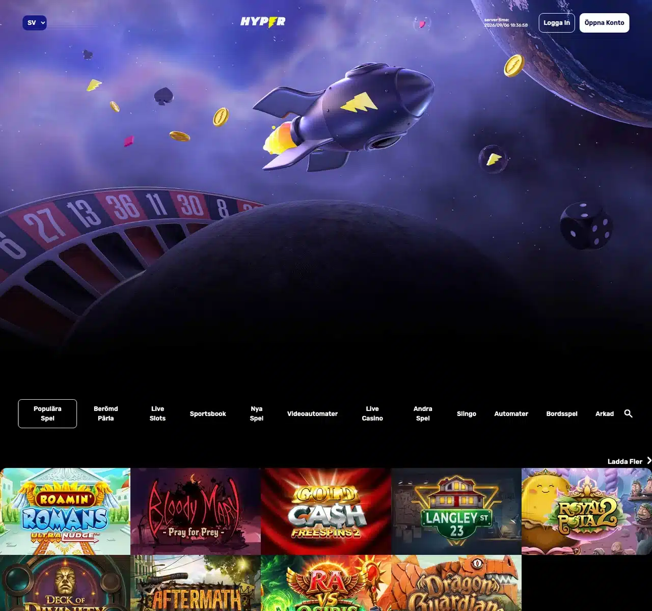 Hyper Casinos svenska startsida den 6 september 2026