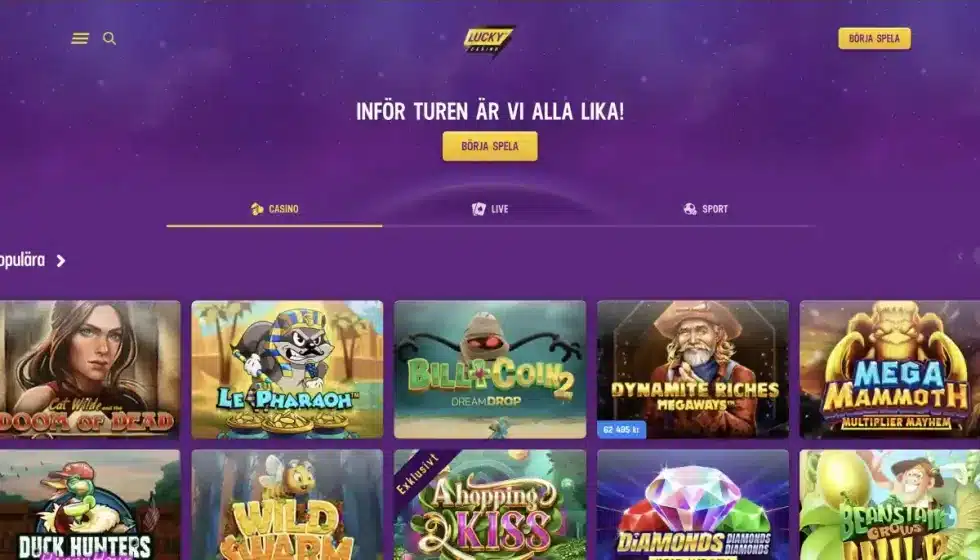 Lucky Casinos svenska startsida i september 2026