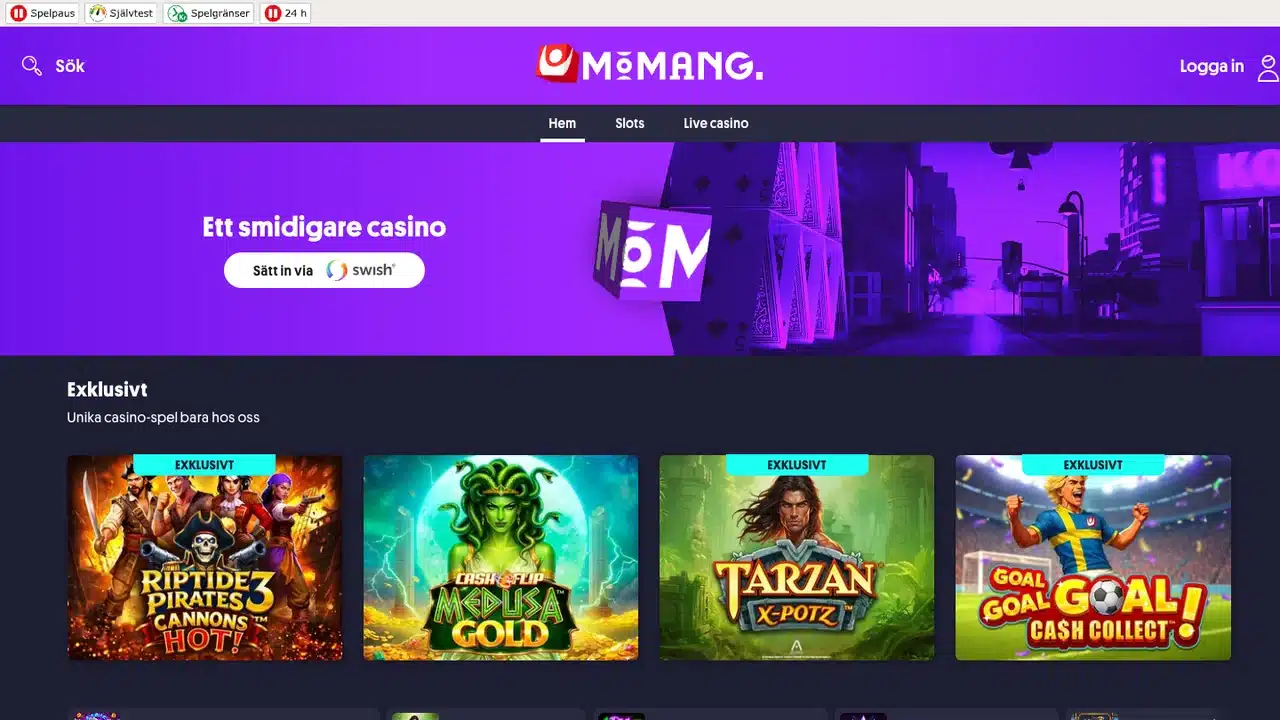 Momangs svenska startsida den 8 september 2026