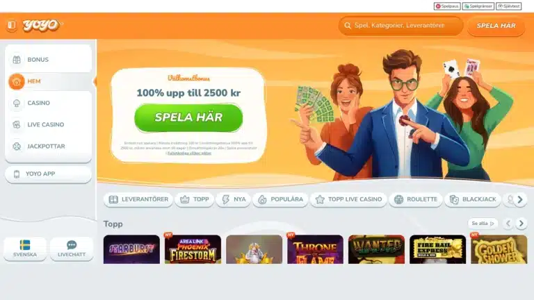 YoYo Casinos svenska startsida den 8 september 2026